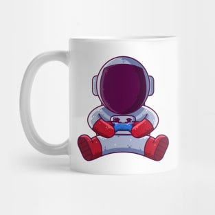 Cute Astronaut Playing Game with Controller Cartoon Mug